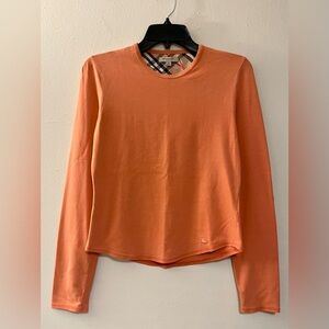 Burberry Coral Peach Long Sleeve Top Size M